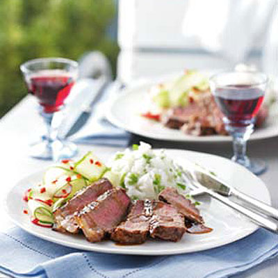 Aromatic Asian Steak with Sweet and Sour Cucumber Salad