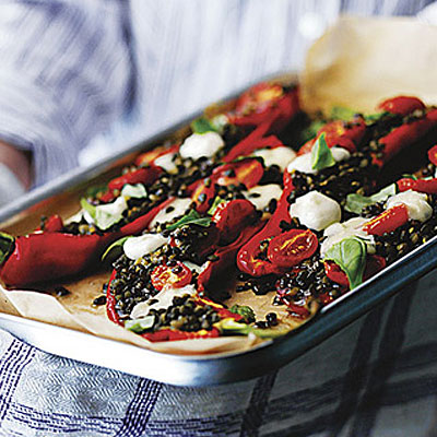 baked-roma-peppers-filled-with-lentils-tomatoes-and-mozzarella
