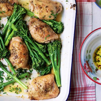 baked-chicken-thighs-and-tenderstem-broccoli