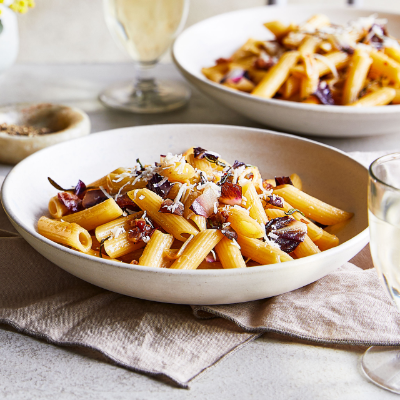 balsamic-red-chicory-and-pancetta-penne