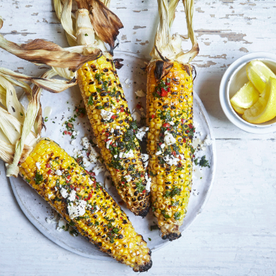 barbecued-sweetcorn-with-red-chilli-butter-and-feta