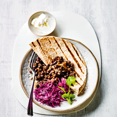 braised-black-beans-with-flatbreads-shredded-red-cabbage-salad