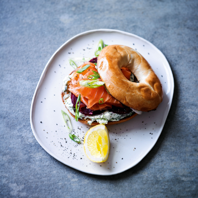 bagels-with-smoked-salmon-beetroot-herbed-cream-cheese