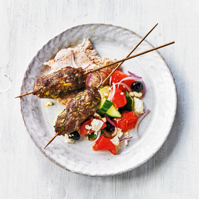 beef-courgette-koftas-with-hot-feta-salad