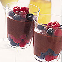 Chocolate Mousse with Blueberries and Raspberries