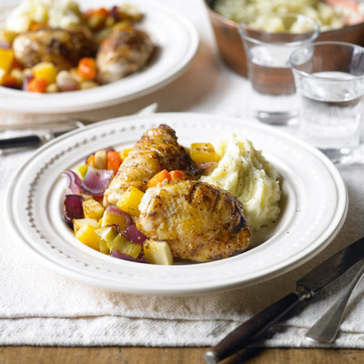 cajun-chicken-and-winter-vegetables-with-mash
