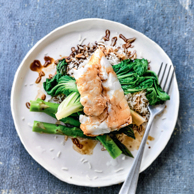 cod-with-soy-greens-coconut-rice