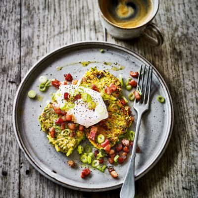 courgette-fritters-with-pancetta-poached-eggs