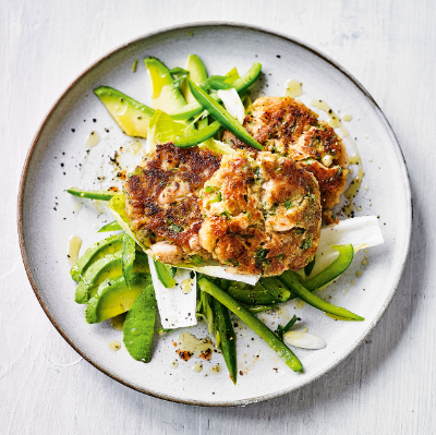 crab-cakes-with-crunchy-chicory-avocado-salad