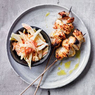 chicken-skewers-with-carrot-fennel-slaw