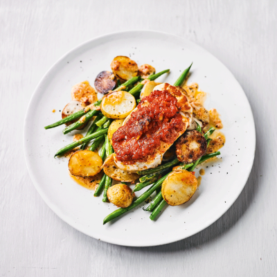 chilli-pesto-chicken-with-new-potatoes-green-beans