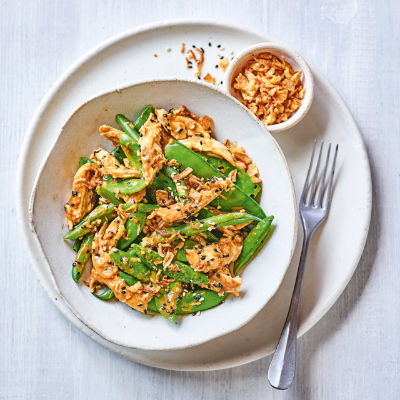 chicken-pea-bean-salad-with-sesame-dressing