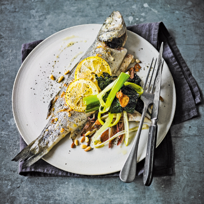diana-henrys-baked-sea-bass-with-raisins-preserved-lemon-ginger-and-coriander