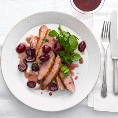duck-breast-with-agrodolce-cherries-and-mint