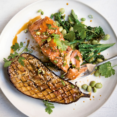 dr-hazel-wallace-the-food-medics-sticky-soy-roasted-salmon-and-aubergine