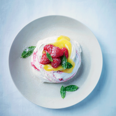 donna-hays-raspberry-swirl-pavlova-with-vanilla-bean-cream-passion-fruit