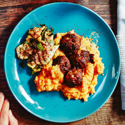 dan-lepards-baked-lamb-meatballs-with-sweet-potato-mash-and-grilled-courgettes