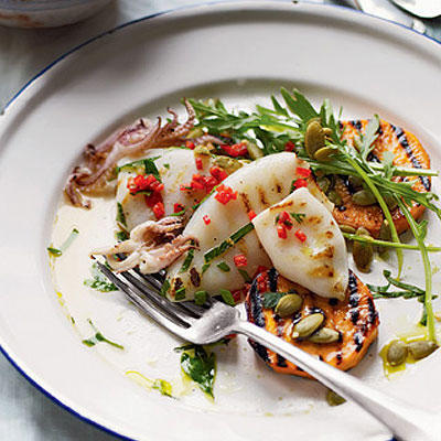 grilled-squid-with-rocket-and-sweet-potato-salad