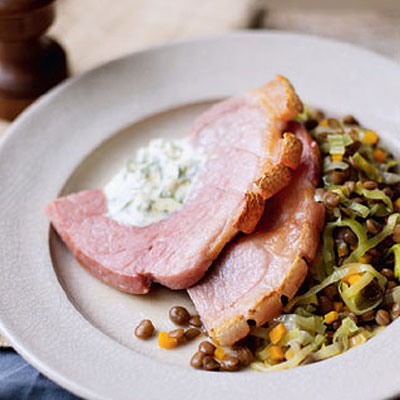 gammon-with-lentils