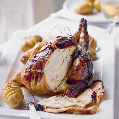 ginger-glazed-roast-chicken-with-hasselback-potatoes