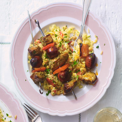 grilled-pork-and-chorizo-with-chickpea-rice