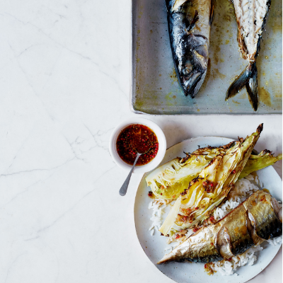 grilled-mackerel-and-charred-cabbage-with-pink-peppercorns