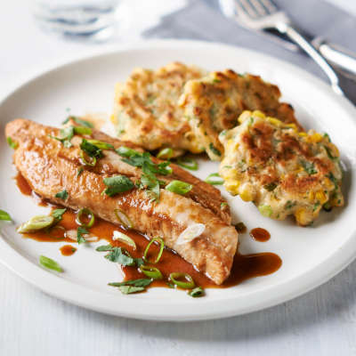 glazed-haddock-with-sweetcorn-and-coriander-fritters