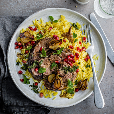 herby-slow-cooked-lamb-with-shallots-and-pomegranate
