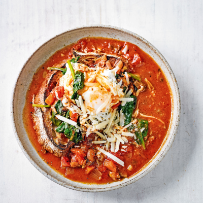 italian-vegetable-soup-with-poached-eggs-bread