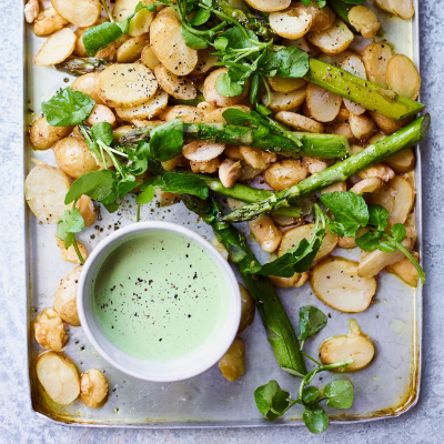 jersey-royal-butter-bean-and-asparagus-traybake