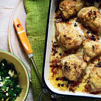 lemon-and-oregano-roast-chicken-with-spinach