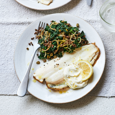 lemon-sole-with-cavolo-nero-and-lentils