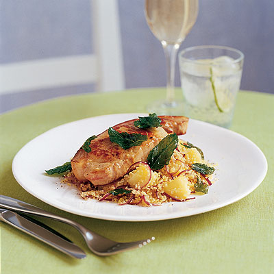 minted-pork-with-apple-and-onion-couscous