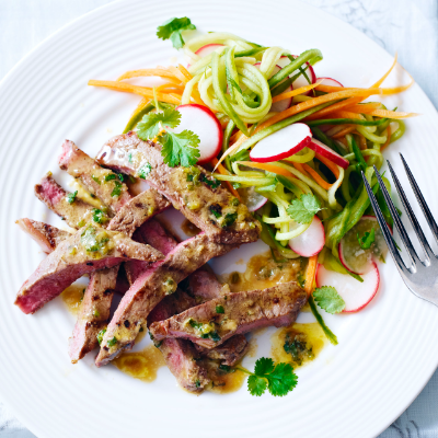 miso-steaks-with-crunchy-pickled-vegetables