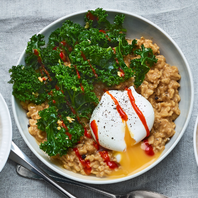 miso-ginger-porridge-with-garlic-kale-and-poached-egg
