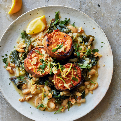 miso-sweet-potato-steaks-with-white-beans-chard