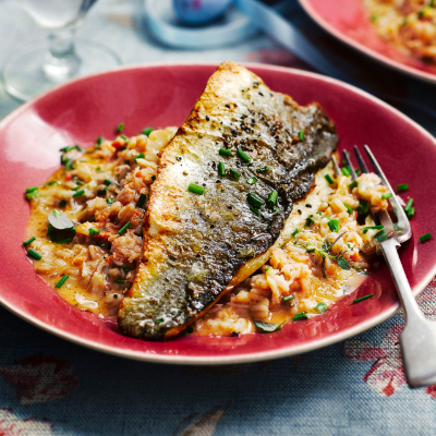 mark-sargeant-s-sea-bass-with-creamed-crab-and-chilli-spelt
