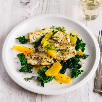 pan-fried-plaice-with-kale-orange-and-dill-salad