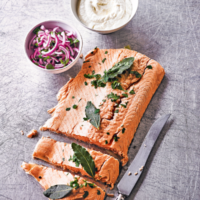 poached-salmon-with-pickled-onion-horseradish-sauce