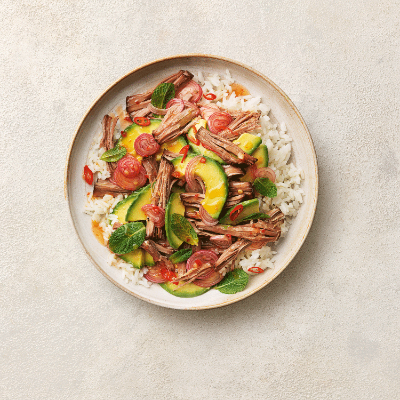 pulled-beef-salad-with-mint-avocado