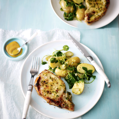 chargrilled-pork-steaks-with-honey-mustard-potato-salad