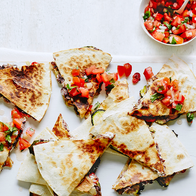 courgette-refried-bean-and-goats-cheese-quesadillas-with-pico-de-gallo