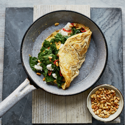 quick-kale-chilli-omelette-with-pine-nuts-ricotta