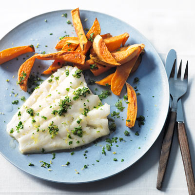 roasted-cod-and-sweet-potato-chips-with-gremolata
