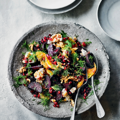 pomegranate-molasses-roasted-beets-with-oranges-walnuts-dill-labneh