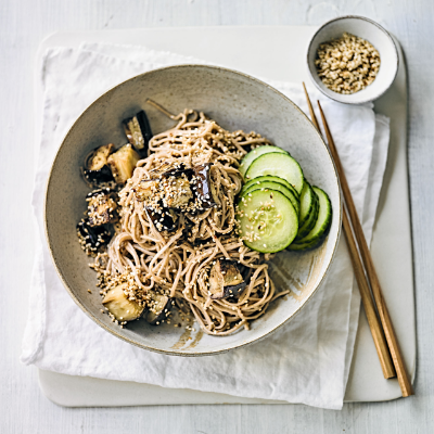 roasted-aubergine-soba-with-ginger-pickles