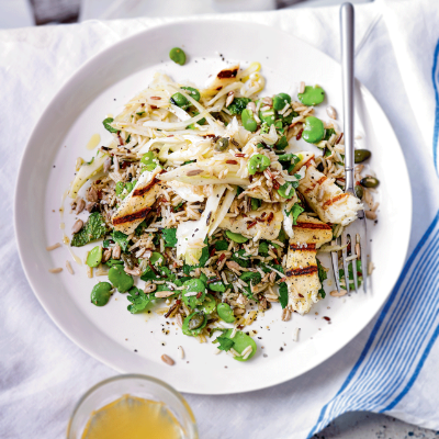 rice-salad-with-fennel-mint-broad-beans-grilled-halloumi