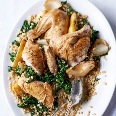 roast-chicken-with-barley-kale-and-roasted-pears