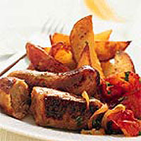 sausages-with-potato-wedges
