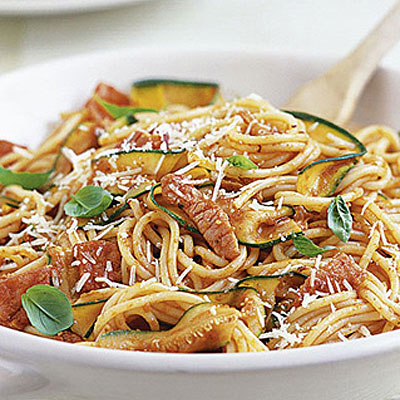 speedy-spaghetti-with-bacon-and-courgette